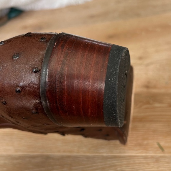 Tecovas Brown Ostrich Leather Cowboy Boots - Picture 5 of 6